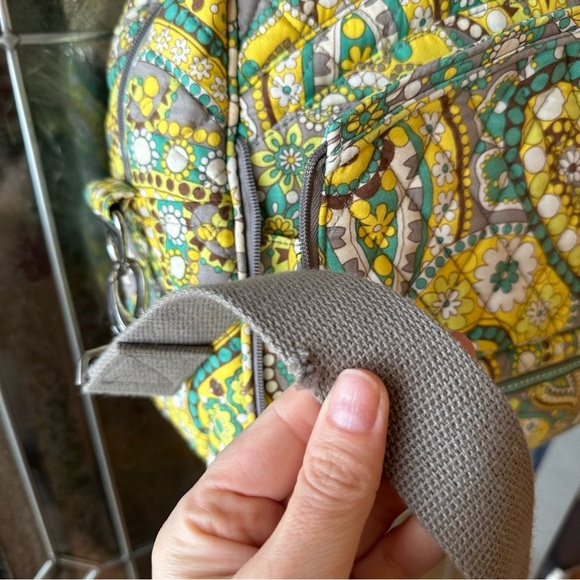 Vera Bradley Portfolio Messenger Bag Lemon Parfait Fabric Canvas Shoulder Strap - Picture 3 of 10